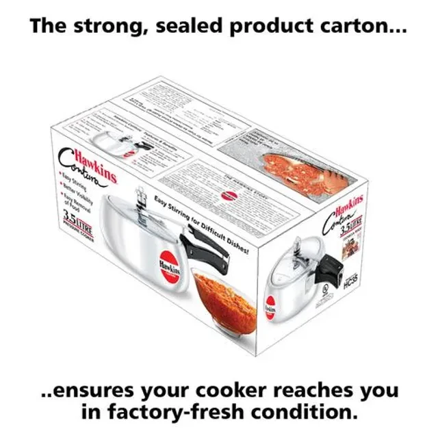 Hawkins Contura Aluminium Inner Lid Pressure Cooker - With Handle, Silver, HC35, 3.5 l-5.webp